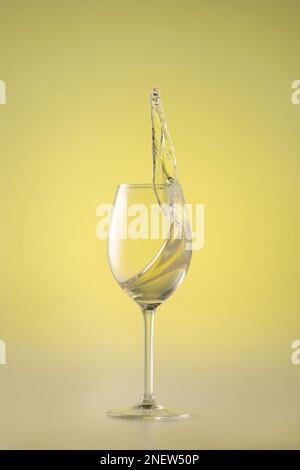 white wine splash, rwhite wine in glass, splash Stock Photo