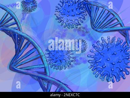DNA and virus abstract vector illustration Stock Vector