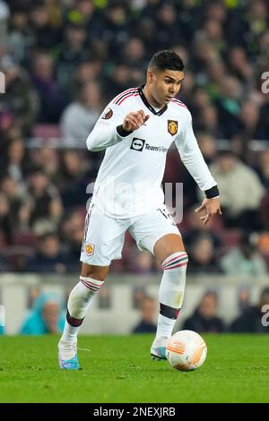 Barcelona, Spain. 16th Feb, 2023. Casemiro (Manchester United) in action during the Europa League football match between FC Barcelona and Manchester United, at the Camp Nou stadium in Barcelona, Spain, on February 16, 2023. Foto: Siu Wu. Credit: dpa/Alamy Live News Stock Photo