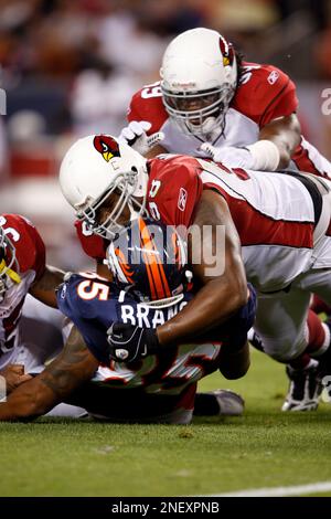 Arizona Cardinals tackle Gabe Watson looks up at the scoreboard in