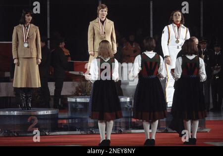 Medal presentations on Feb. 8, 1976 in Innsbruck, Austria. Medals Women