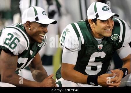 New York Jets cornerback Lito Sheppard breaks up a pass intended for  Baltimore Ravens wide receiver Kelley Washington during the first quarter  of a preseason NFL football game Monday, Aug. 24, 2009