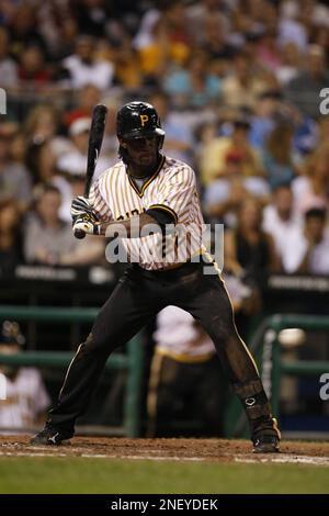 Pittsburgh Pirates' Andrew McCutchen wears a 1979 throwback uniform while  batting in the baseball game against the Cincinnati Reds in Pittsburgh,  Saturday, Aug. 22, 2009. (AP Photo/Keith Srakocic Stock Photo - Alamy
