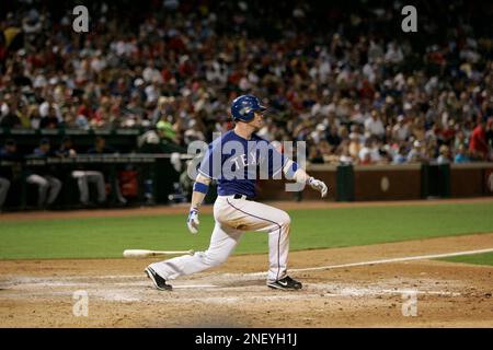 Tampa Bay Rays' Hank Blalock (9) during a baseball game against the Texas  Rangers Friday, June 4, 2010, in Arlington, Texas. (AP Photo/Tony Gutierrez  Stock Photo - Alamy