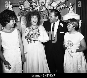 Singer Ethel Merman and actor Ernest Borgnine are all smiles on June 27 ...