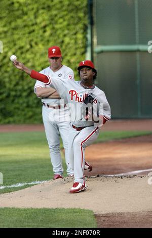 Philadelphia Phillies' Pedro Martinez watches New York Yankees' Hideki  Matsui's home run to right field during the sixth inning of Game 2 of the  Major League Baseball World Series Thursday, Oct. 29