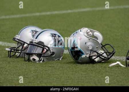 A Carolina Panthers helmet is shown during an NFL football game in  Charlotte, N.C., Sunday, Sept. 13, 2009. (AP Photo/Nell Redmond Stock Photo  - Alamy