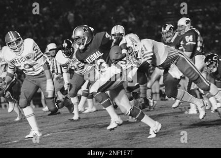 From left, Dallas Cowboys ring of honor players Tony Dorsett (33), Lee Roy  Jordan (55), Roger Staubach (12), Mel Renfro (20), and Chuck Howley (54),  attend the farewell ceremony to Texas Stadium