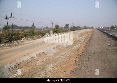 Widening is being done of the Asian Highway 45 near the Tata Nano controversy land at Singur, Hooghly, West Bengal, India. Stock Photo