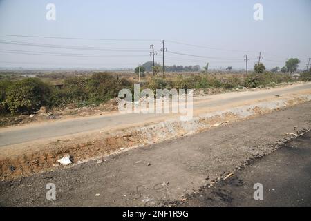 Widening is being done of the Asian Highway 45 near the Tata Nano controversy land at Singur, Hooghly, West Bengal, India. Stock Photo