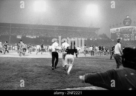 Even before the trouble between games occurred on Disco Demolition Night,  Comiskey Park was having a tough time accommodating the overflow crowd on  July 12, 1979. (Photo by Ed Wagner Jr./Chicago Tribune/TNS/Sipa