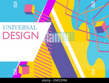 Awesome minimal geometrical graphic retro theme cover. Vintage geometric elements. Abstract shapes template for poster, banner design. Stock Vector