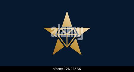 Modern and elegant diamond star logo design Stock Vector
