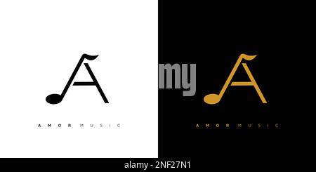 Modern and elegant A initials music logo design Stock Vector
