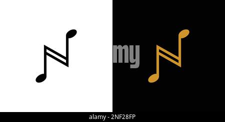 Modern and elegant N initials music logo design Stock Vector