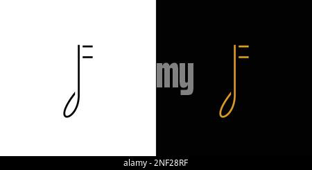Modern and simple F initials music logo design Stock Vector