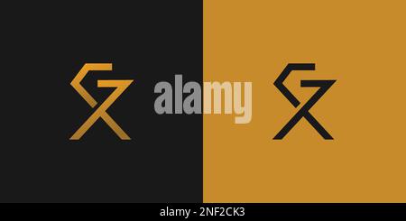 Modern and strong letter GX initials logo design Stock Vector