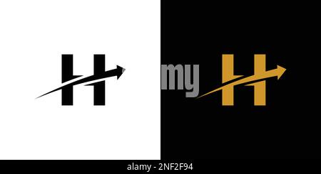 modern and unique arrow direction H letter logo design Stock Vector
