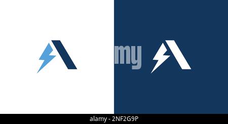 Modern and unique letter A initial lightning logo design Stock Vector