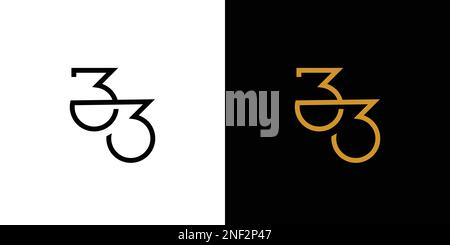 Simple and modern number 33 logo design Stock Vector