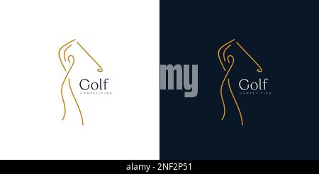 Unique and modern golf illustration logo design Stock Vector