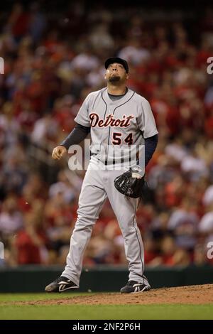 Detroit Tigers relief pitcher Joel Zumaya during a baseball spring training  workout Monday, Feb. 14, 2011, in Lakeland, Fla. (AP Photo/David J. Phillip  Stock Photo - Alamy