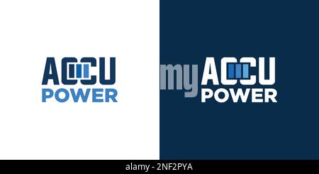 Unique and powerful accu power logo design Stock Vector