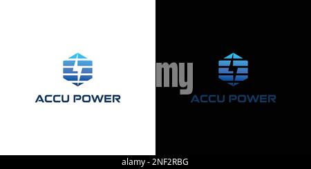 Unique and powerful accu power logo design 2 Stock Vector