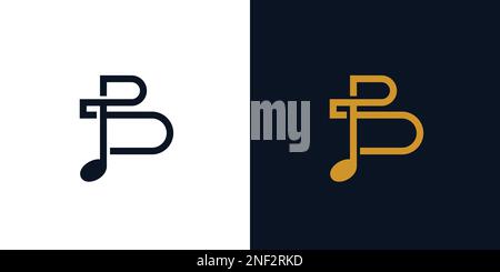 Unique and simple B initials music logo design Stock Vector