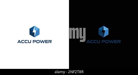 Unique and powerful accu power logo design 4 Stock Vector