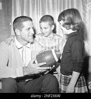 George Blanda, star quarterback for the Houston Oilers, throws the ball  during practice in Houston, Texas, Dec. 22, 1961. Blanda was named American  Football League Player of the Year. (AP Photo Stock