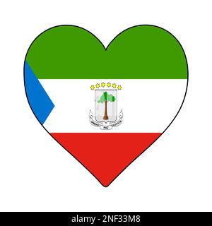 Equatorial Guinea Heart Shape Flag. Love Equatorial Guinea. Visit Equatorial Guinea. Middle Africa. African Union. Vector Illustration Graphic Design. Stock Vector