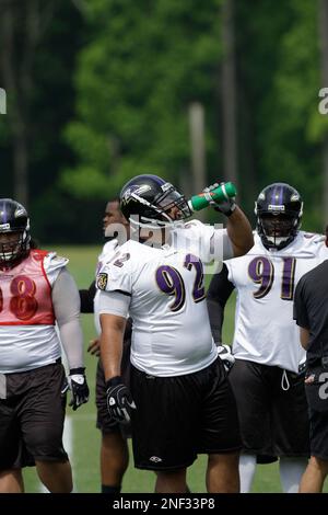 Baltimore Raven's Haloti Ngata (92) runs a Tampa Bay Buccaneers' Chris  Simms interception back to the seven-yard line during the second quarter,  Sunday, September 10, 2006, at Raymond James Stadium, in Tampa