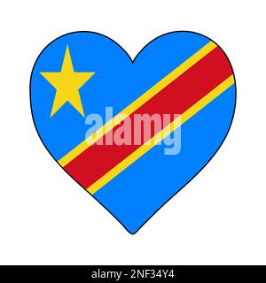 Democratic Republic of the Congo Heart Shape Flag. Love Democratic Republic of the Congo. Visit Democratic Republic of the Congo. Middle Africa..Africa Stock Vector