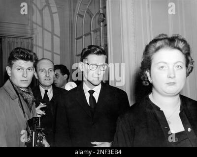 French fashion designer Yves Saint Laurent , at the House of Dior