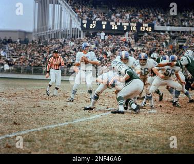 George Blanda, star quarterback for the Houston Oilers, gets some  admiration smiles from his two youngsters, Rick, 9, center, and Leslie, 6,  Dec, 22, 1961 in Houston, when learned he was named