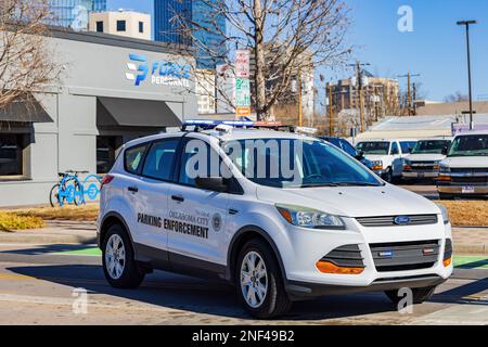 Oklahoma, JAN 15 2023 - A picturesque view of the police parade of the Martin Luther King Jr. Day parade taking place in the downtown area of Oklahoma Stock Photo