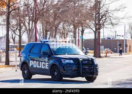 Oklahoma, JAN 15 2023 - A picturesque view of the police parade of the Martin Luther King Jr. Day parade taking place in the downtown area of Oklahoma Stock Photo