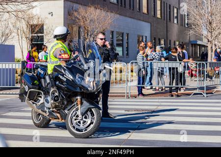 Oklahoma, JAN 15 2023 - A picturesque view of the police parade of the Martin Luther King Jr. Day parade taking place in the downtown area of Oklahoma Stock Photo