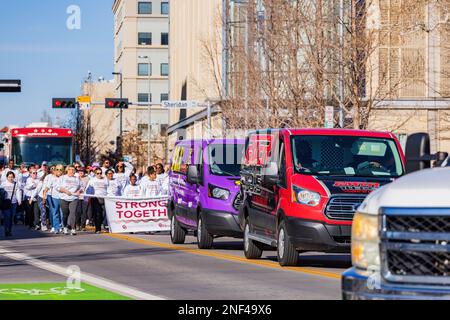 Oklahoma, JAN 15 2023 - A picturesque view of the Martin Luther King Jr. Day parade taking place in the downtown area of Oklahoma City Stock Photo