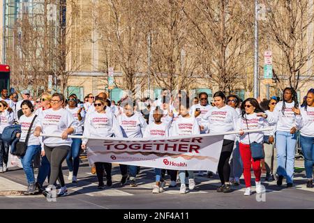 Oklahoma, JAN 15 2023 - A picturesque view of the Martin Luther King Jr. Day parade taking place in the downtown area of Oklahoma City Stock Photo