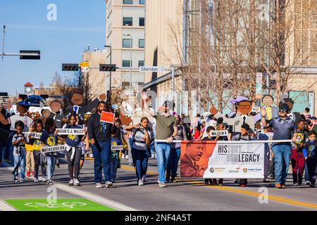 Oklahoma, JAN 15 2023 - A picturesque view of the Martin Luther King Jr. Day parade taking place in the downtown area of Oklahoma City Stock Photo