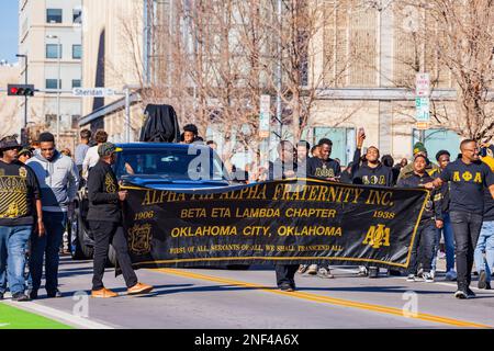 Oklahoma, JAN 15 2023 - A picturesque view of the Martin Luther King Jr. Day parade taking place in the downtown area of Oklahoma City Stock Photo