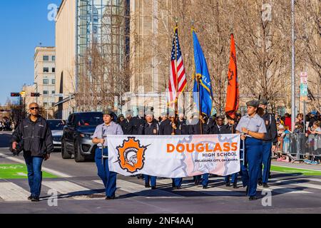 Oklahoma, JAN 15 2023 - A picturesque view of the Martin Luther King Jr. Day parade taking place in the downtown area of Oklahoma City Stock Photo