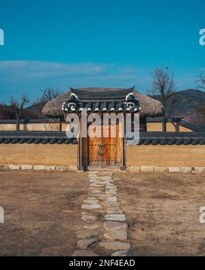 Traditional houses at Hahoe folk village in Republic of Korea Stock ...