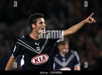 Bordeaux's soccer player Yoann Gourcuff with a friend during Louis Vuitton  the men's 2009-2010 spring-summer ready to wear (French PAP) collection  show held at 'Le 104 Centquatre' in Paris, France, on Juin