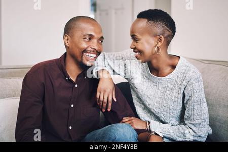 I fell in love with my best friend. a happy young couple bonding and spending time together at home. Stock Photo