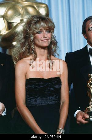 Actress Farrah Fawcett-Majors, shown on tennis court, in Los Angeles in