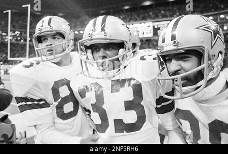 Dallas Cowboys Tony Dorsett (33) takes handoff from quarterback Roger  Staubach (12) game against the Pittsburgh Steelers shown in 1977. Dorsett,  the Heisman Trophy winner who sprinted his way into a select