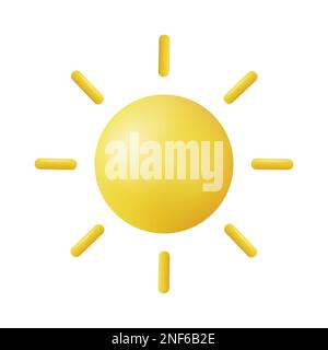 3d Yellow sun with rays, sun star. Stock Vector